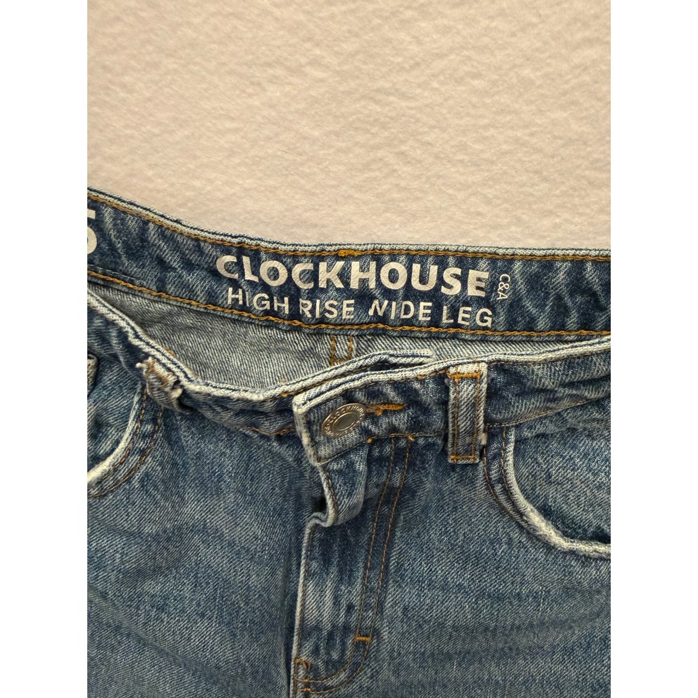 VTG 90s Clockhouse Two Tone Patchwork Baggy Skater Wide Leg Jeans 27 - Picture 3 of 7